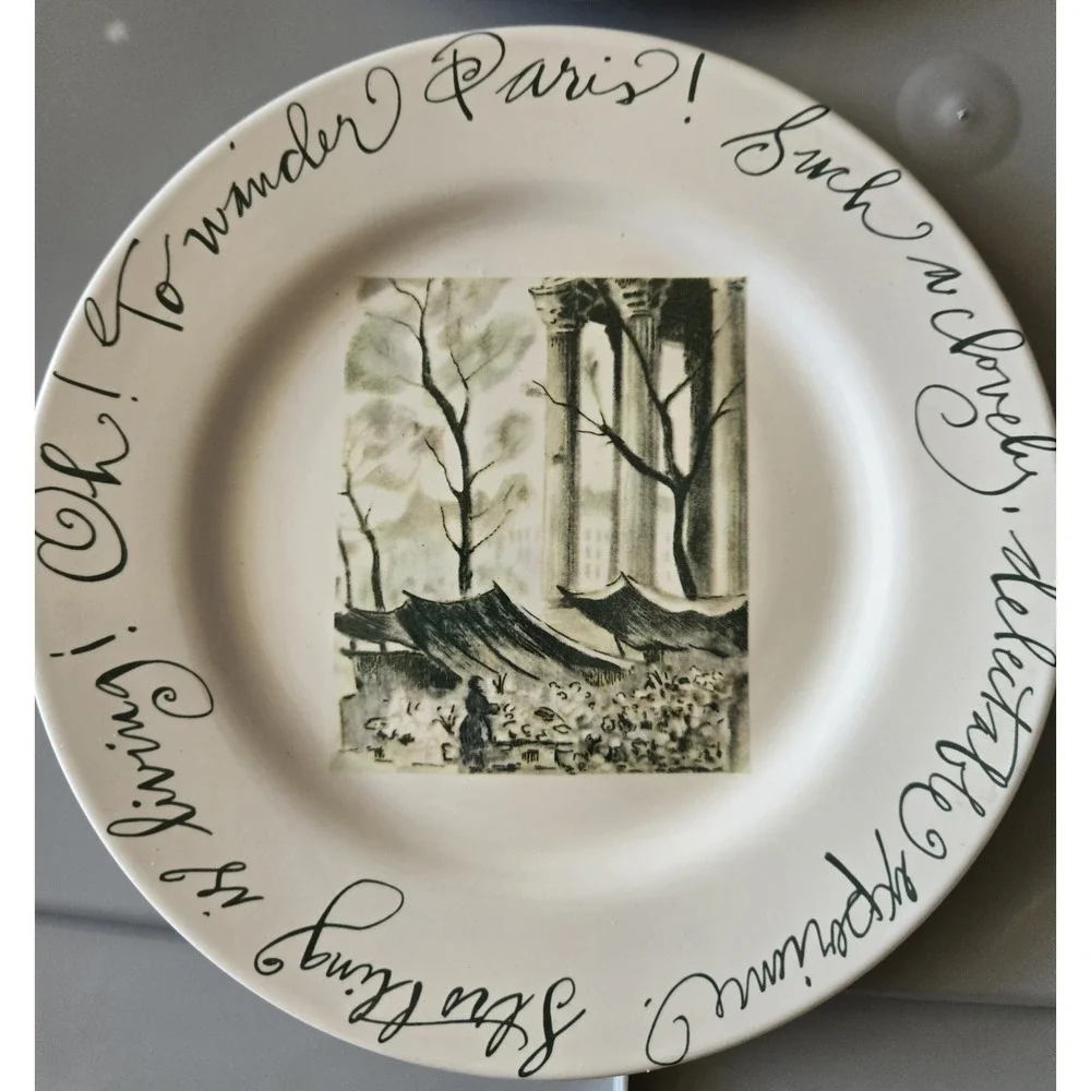 Rosanna For World Market Paris‎ Salad Plates Set 4 Eiffel Tower French Script